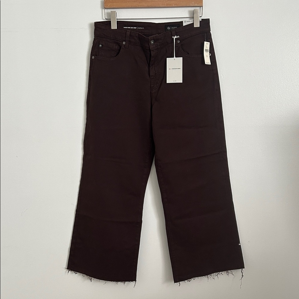 Agolde Saige Wide Leg Crop Dark Brown Jeans Mid-Rise Fit
